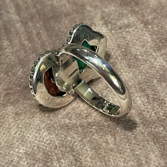 Moon & Star Ring Size 6 Sterling Silver Green South African Malachite & Jasper 6 - Picture 4 of 8